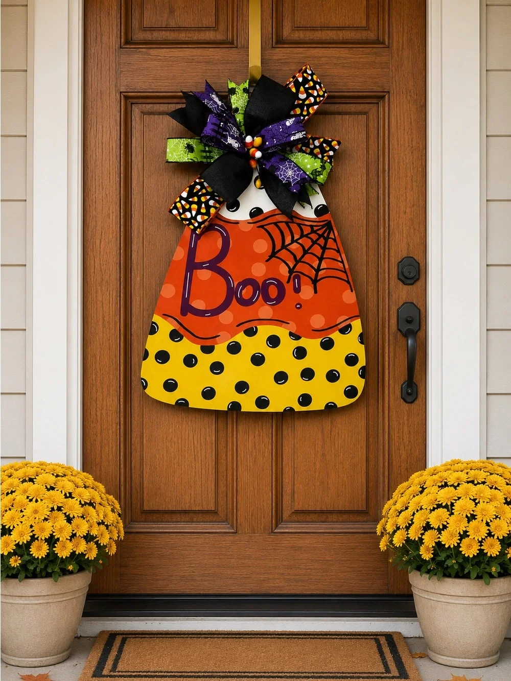 Halloween Candy Corn 'Boo' Halloween Wreath
